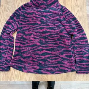 Zella Thick Fleece Purple and Black Cowl Neck Sweater Size Medium Oversized